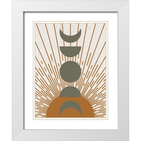 Sun And Moon Phases White Modern Wood Framed Art Print with Double Matting by Allen, Kimberly
