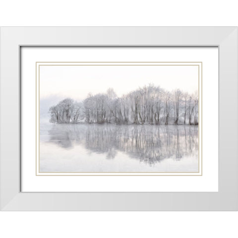 Mist Lake White Modern Wood Framed Art Print with Double Matting by Allen, Kimberly