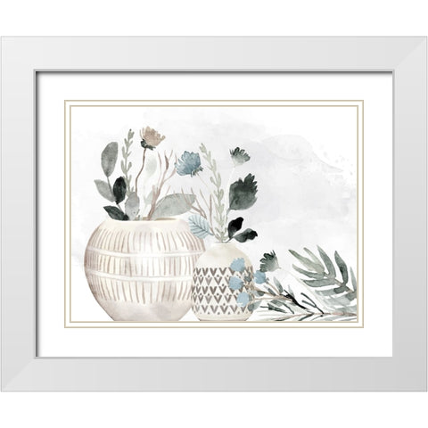 Neutral Vases White Modern Wood Framed Art Print with Double Matting by Allen, Kimberly