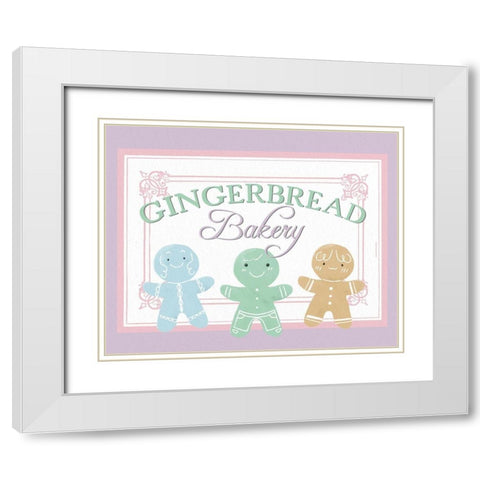 Gingerbread Bakery Sign White Modern Wood Framed Art Print with Double Matting by Allen, Kimberly