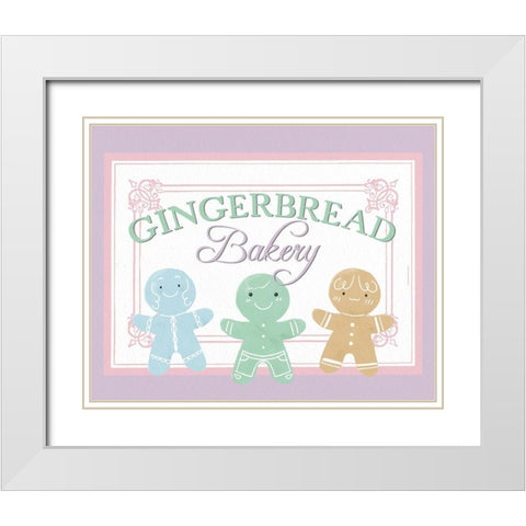 Gingerbread Bakery Sign White Modern Wood Framed Art Print with Double Matting by Allen, Kimberly