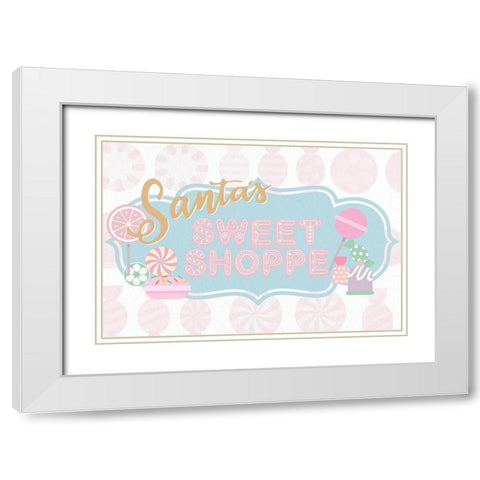 Santas Sweet Shoppe White Modern Wood Framed Art Print with Double Matting by Allen, Kimberly