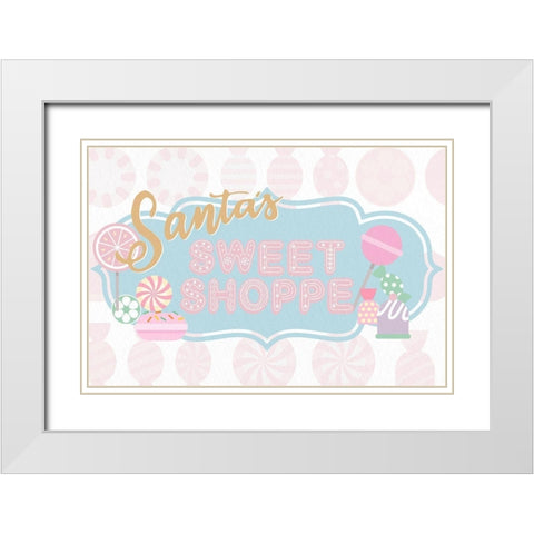 Santas Sweet Shoppe White Modern Wood Framed Art Print with Double Matting by Allen, Kimberly