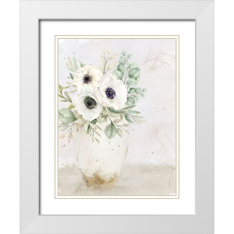 Vase of White White Modern Wood Framed Art Print with Double Matting by Allen, Kimberly