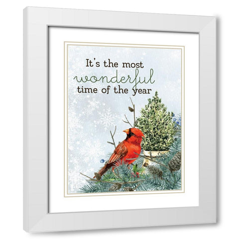 Wonderful Cardinal White Modern Wood Framed Art Print with Double Matting by Allen, Kimberly