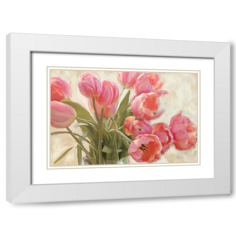 Vase of Tulips White Modern Wood Framed Art Print with Double Matting by Allen, Kimberly