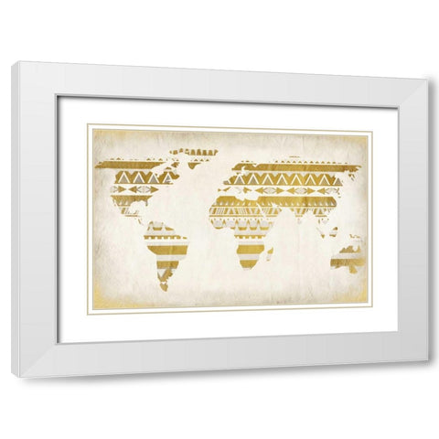 Patterned Map White Modern Wood Framed Art Print with Double Matting by Allen, Kimberly