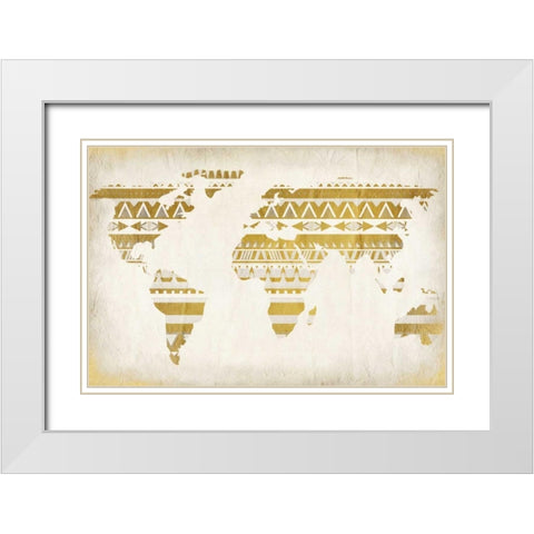 Patterned Map White Modern Wood Framed Art Print with Double Matting by Allen, Kimberly