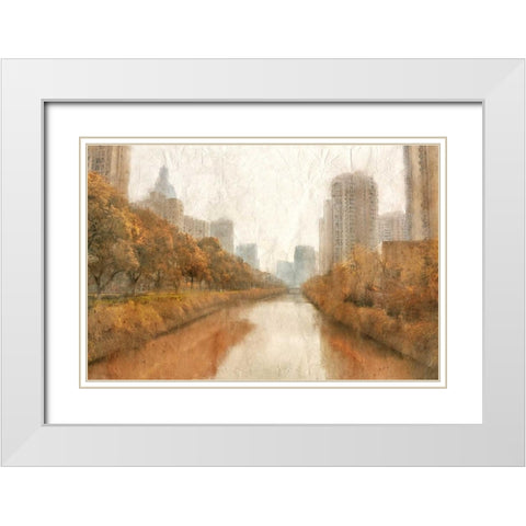 Autumn In The City White Modern Wood Framed Art Print with Double Matting by Allen, Kimberly
