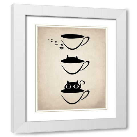 Cat Cup White Modern Wood Framed Art Print with Double Matting by Allen, Kimberly