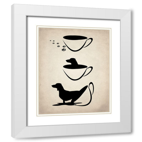 Dachshund Cup White Modern Wood Framed Art Print with Double Matting by Allen, Kimberly