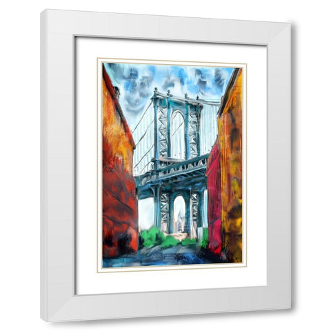 Brooklyn Bridge White Modern Wood Framed Art Print with Double Matting by Allen, Kimberly