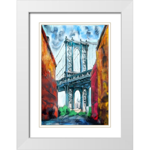 Brooklyn Bridge White Modern Wood Framed Art Print with Double Matting by Allen, Kimberly