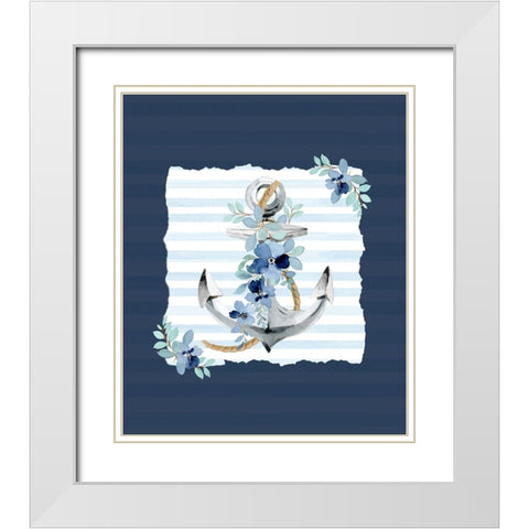 Floral Anchor 2 White Modern Wood Framed Art Print with Double Matting by Allen, Kimberly