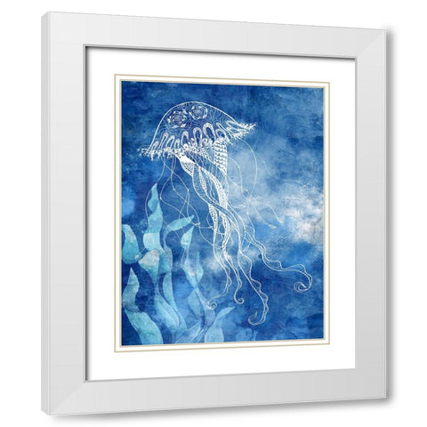 White Sea Creatures 1 White Modern Wood Framed Art Print with Double Matting by Allen, Kimberly