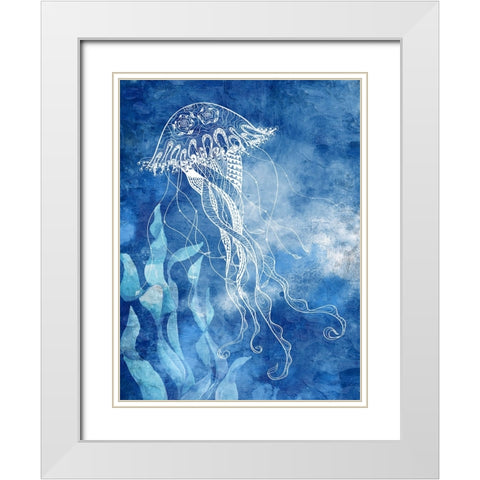 White Sea Creatures 1 White Modern Wood Framed Art Print with Double Matting by Allen, Kimberly