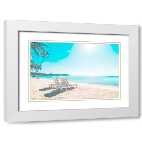 Beach Sitting White Modern Wood Framed Art Print with Double Matting by Allen, Kimberly
