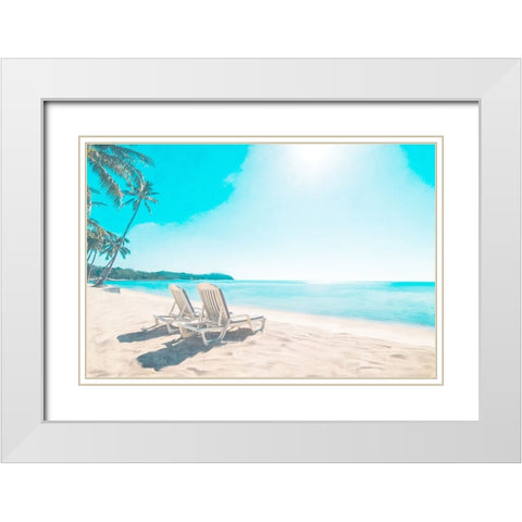 Beach Sitting White Modern Wood Framed Art Print with Double Matting by Allen, Kimberly