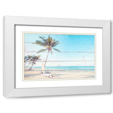 Lets Surf White Modern Wood Framed Art Print with Double Matting by Allen, Kimberly