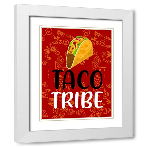 Taco Tribe White Modern Wood Framed Art Print with Double Matting by Allen, Kimberly