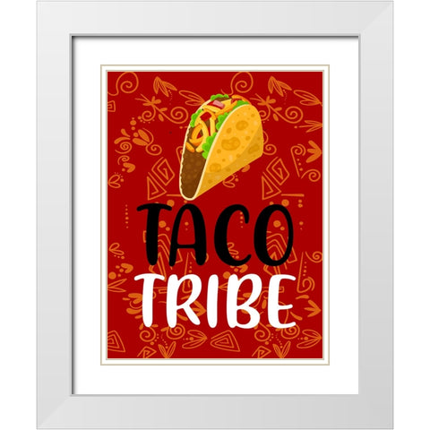Taco Tribe White Modern Wood Framed Art Print with Double Matting by Allen, Kimberly