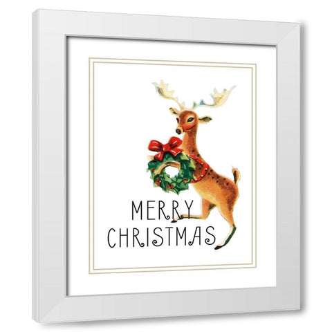 Reindeer Christmas 2 White Modern Wood Framed Art Print with Double Matting by Allen, Kimberly