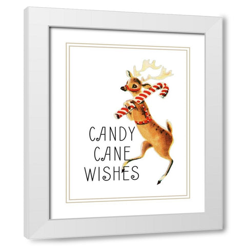 Reindeer Christmas 4 White Modern Wood Framed Art Print with Double Matting by Allen, Kimberly