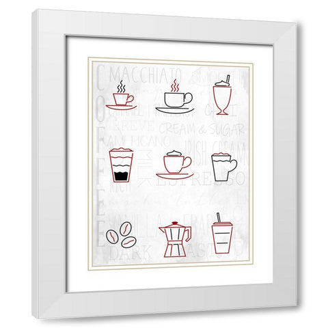 Coffee Chart White Modern Wood Framed Art Print with Double Matting by Allen, Kimberly
