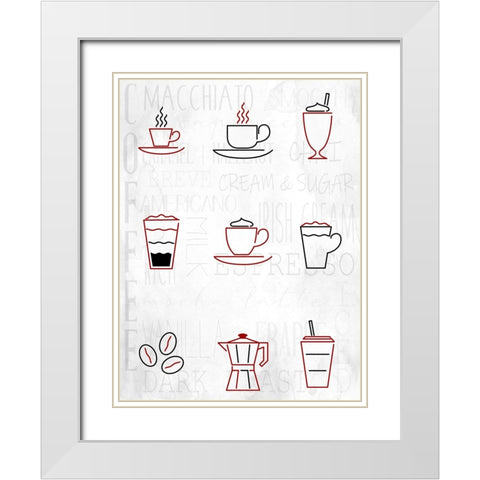 Coffee Chart White Modern Wood Framed Art Print with Double Matting by Allen, Kimberly