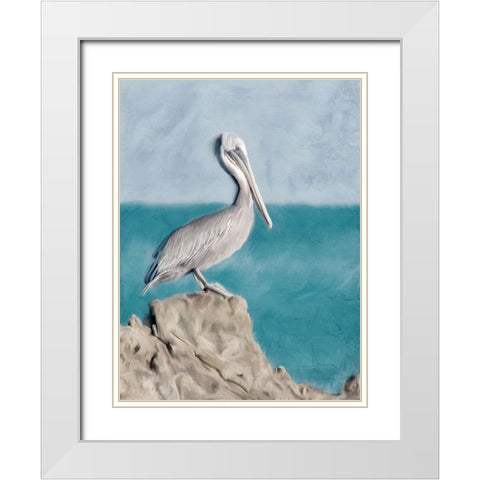 Pelican Perch White Modern Wood Framed Art Print with Double Matting by Allen, Kimberly