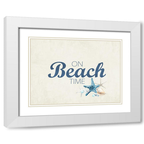 On Beach Time White Modern Wood Framed Art Print with Double Matting by Allen, Kimberly