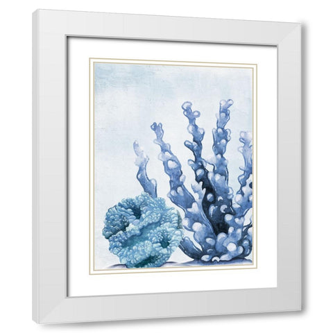 Blue Coral 2 White Modern Wood Framed Art Print with Double Matting by Allen, Kimberly