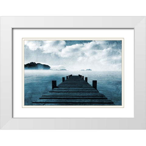 Blue Sea White Modern Wood Framed Art Print with Double Matting by Allen, Kimberly