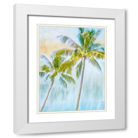 Sunset Palms 1 White Modern Wood Framed Art Print with Double Matting by Allen, Kimberly
