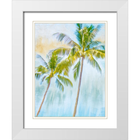 Sunset Palms 1 White Modern Wood Framed Art Print with Double Matting by Allen, Kimberly