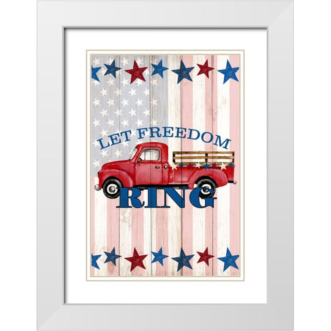 Freedom Ring White Modern Wood Framed Art Print with Double Matting by Allen, Kimberly