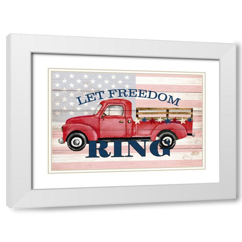 Let Freedom Ring White Modern Wood Framed Art Print with Double Matting by Allen, Kimberly