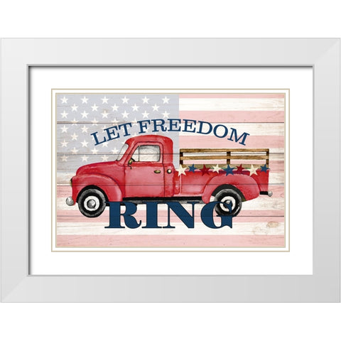 Let Freedom Ring White Modern Wood Framed Art Print with Double Matting by Allen, Kimberly