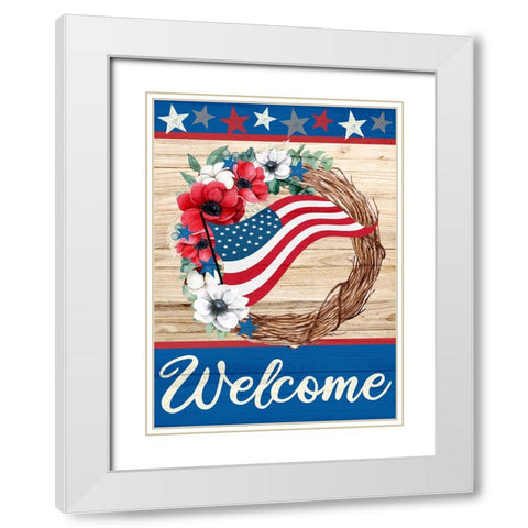 Patriotic Wreath White Modern Wood Framed Art Print with Double Matting by Allen, Kimberly