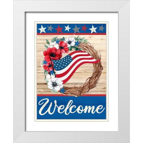 Patriotic Wreath White Modern Wood Framed Art Print with Double Matting by Allen, Kimberly