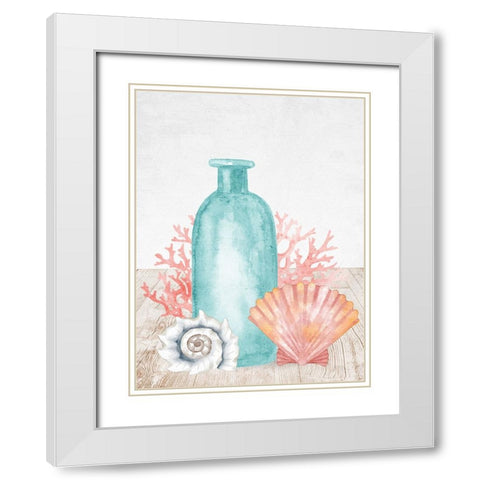 Sea Glass Shells 1 White Modern Wood Framed Art Print with Double Matting by Allen, Kimberly
