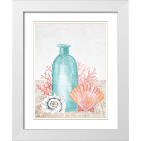 Sea Glass Shells 1 White Modern Wood Framed Art Print with Double Matting by Allen, Kimberly