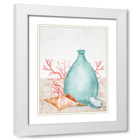 Sea Glass Shells 2 White Modern Wood Framed Art Print with Double Matting by Allen, Kimberly