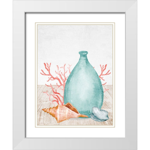 Sea Glass Shells 2 White Modern Wood Framed Art Print with Double Matting by Allen, Kimberly