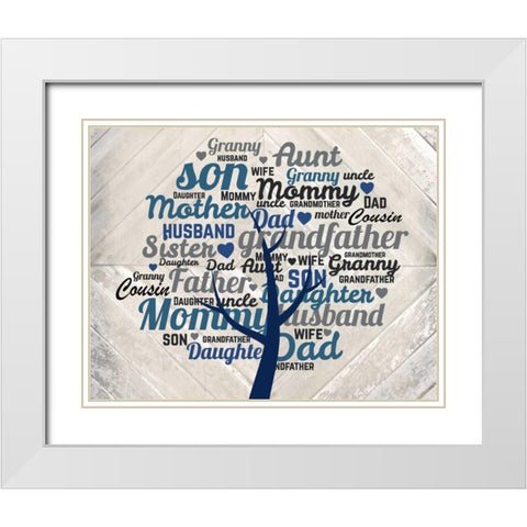 Family Tree B White Modern Wood Framed Art Print with Double Matting by Allen, Kimberly