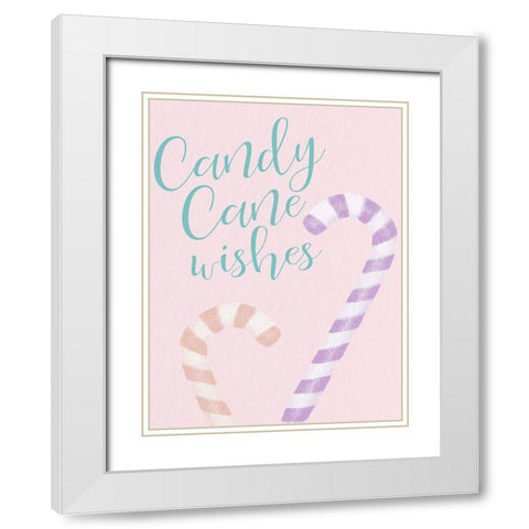 Candy Cane Wishes Pastel White Modern Wood Framed Art Print with Double Matting by Allen, Kimberly