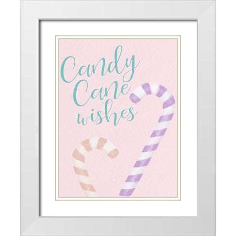 Candy Cane Wishes Pastel White Modern Wood Framed Art Print with Double Matting by Allen, Kimberly