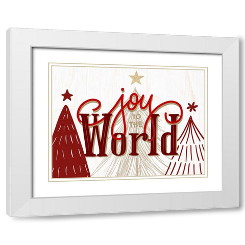 Joy to the Word Trees White Modern Wood Framed Art Print with Double Matting by Allen, Kimberly