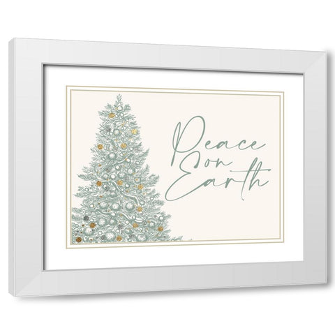Peace On Earth Christmas Tree White Modern Wood Framed Art Print with Double Matting by Allen, Kimberly