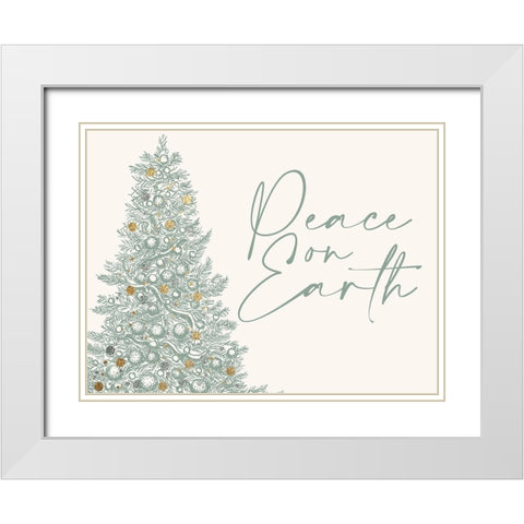Peace On Earth Christmas Tree White Modern Wood Framed Art Print with Double Matting by Allen, Kimberly